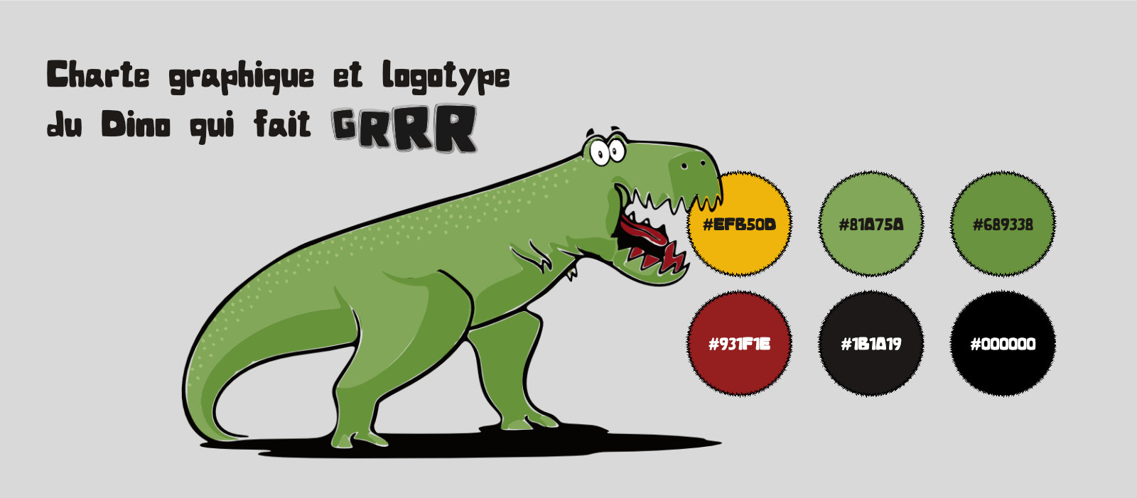 Le Dino qui fait GRRR : charte graphique, logotype et couleurs