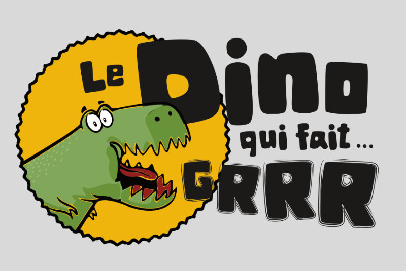 logo d'un dinosaure vert sur fond jaune