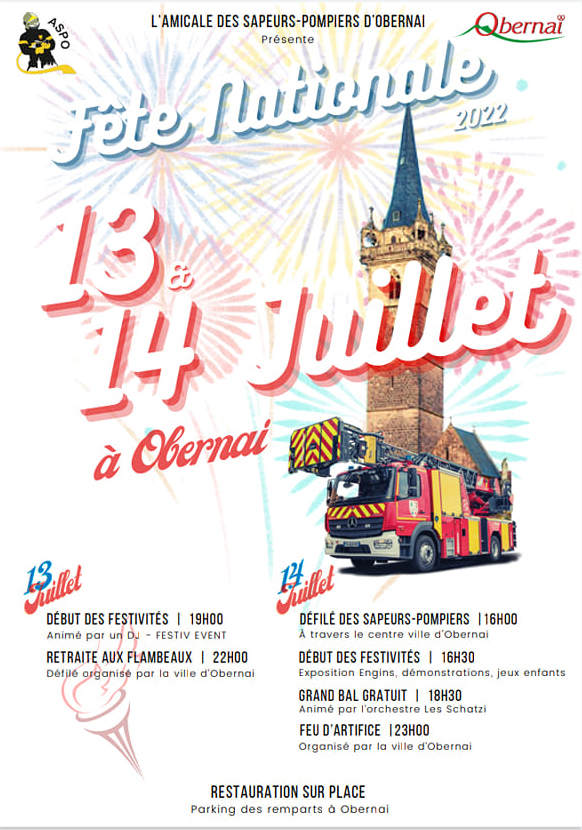 Affiche des festivités du 13 et 14 juillet 2022 d'Obernai